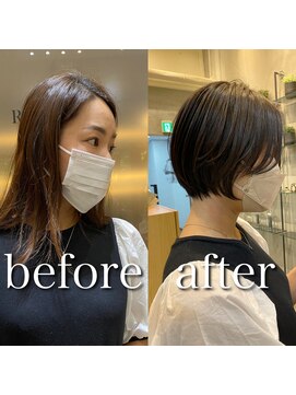 レーヴバイロンド 仙台(Reve by Lond) 似合わせ大人美人ショート　外ハネボブ　ペールベージュ