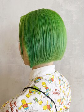 アルバム 渋谷パルコ(ALBUM) ボブ黄緑_グレーベージュレイヤーロング前髪パーマ_ba395243