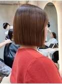ピンクブラウン美髪切りっぱなしボブ【ボブ/縮毛矯正/北澤華】