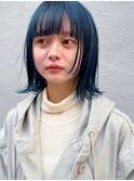 #ブルーヘアー × #顔まわりカット
