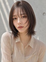 ヴェイン 渋谷(vain)&nbsp;ダークアッシュ ミディアムレイヤー ボブ シースルーバング
