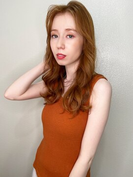 マリアバイアフロート(Maria by AFLOAT) 【山田】センターパート無造作パーマオレンジベージュ