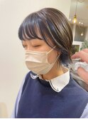 フェイスフレーミング/ブルー/ミストバング/インナーカラー/ボブ