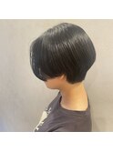 ココアベージュボブウルフグレージュカラー