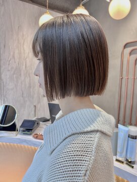 ロンド エスポワール 錦糸町(Lond espoir) 〇切りっぱなしボブタッセルボブ縮毛矯正カーキグレージュ