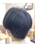 メンズ/ナチュラルマッシュ/韓国ショート/黒髪/重めバング