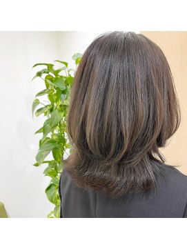 アオ 岡野 横浜(a-o) 【安藤貴志】ミディアムウルフxオリーブハイライトカラー＊