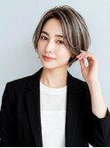 【白髪ぼかしショートボブ】シフォンアッシュ×品よく揺れる