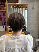 ◇大人40代50代60代ショートボブ丸みショート白髪ぼかし