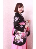 綱島袴着付け　卒業式　ヘアセット　着物ヘア