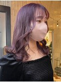ゆるふわセミロング×ピンクベージュ