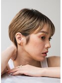 大人ハイライトグレージュショート