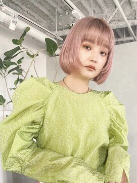 フォト イケブクロ(foto IKEBUKURO) 切りっぱなしボブピンクブラウンブリーチ髪質改善レイヤー池袋