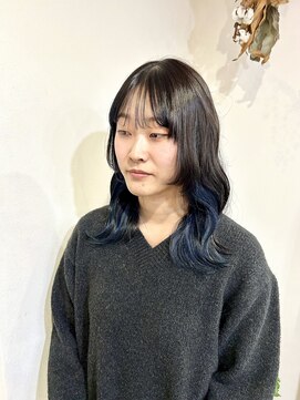 マリン(Marine) 20代30代ブルーブラックブルーインナーハイライトカラー