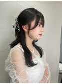 博多/福岡/韓国ヘア/前髪顔周りカット/レイヤー/暗めカラー