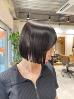 クム 横浜(qumu)&nbsp;qumu横浜　切りっぱなしボブ×ストレートパーマ