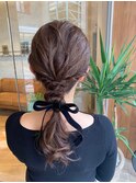 大人っぽくローポニーヘアセット