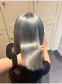 12792艶髪ネイビーブルーブルーシルバーストレートブルーカラー