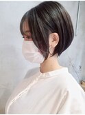横浜西口レイヤーボブショコラベージュ丸みショートボブ前髪あり