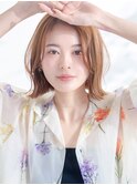 【over hair】外ハネボブ×ケアブリーチ×ミルクティーベージュ