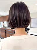 ハイライト白髪染め白髪ぼかしショートボブレイヤー40代横浜関内
