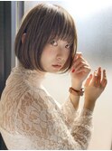 大人ガーリー チョコレート プリカール 小顔 丸みショートボブ