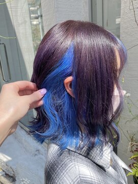 ウーロス(uros.) 【SENA】インナーブルー バイオレット 切りっぱなしボブ