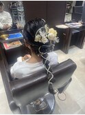ヘアセット編み込み水引