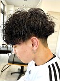 波巻きパーマメンズパーマメンズヘアツーブロックツイストパーマ