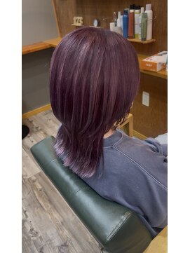 ヘアーサロン アトリエ(Hair salon ATORIE) ミディアムウルフブリーチカラーピンクパープル
