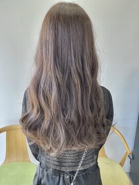 ヘアー アイス 御器所本店(HAIR ICI) ブリーチなし透明感カラーオリーブブラウンロング夏カラー