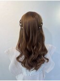 ハーフツイン　結婚式ヘアセット　推し活ヘアセット　パール