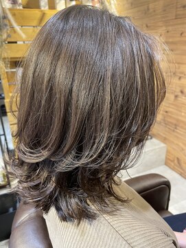 ネスタ ヘアー グラウンド(NESTA hair ground) ミディアムレイヤーグレージュカラー