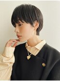 【顔まわりデザインカット】黒髪マッシュショート
