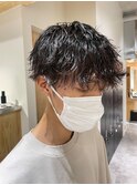 ツイストスパイラルパーマ波巻きスパイラル刈り上げマッシュ