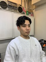 メリケンバーバーショップ フクオカ(MERICAN BARBERSHOP FUK)&nbsp;ハイライトマッシュパーマウルフアッシュブラック