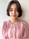 小顔ヘア/切りっぱなしボブ/韓国風/暗めカラー/髪質改善
