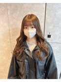 学生ロングプルエクステカラーブラウン馴染ませカット前髪カット