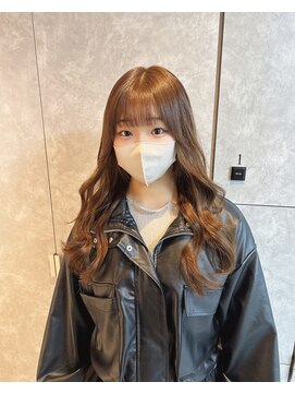 ガルボヘアー 名古屋栄店(garbo hair) 学生ロングプルエクステカラーブラウン馴染ませカット前髪カット