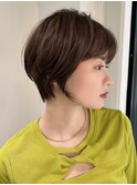 大人可愛いショートチョコレートカラー