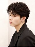 センターパートフェザーパーマシャドウパーマメンズパーマ