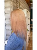 ハイトーンブリーチダブルカラーオレンジベージュストレートロブ