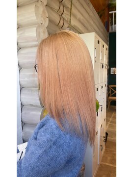 クレエ ヘアー デザイン(creer hair design) ハイトーンブリーチダブルカラーオレンジベージュストレートロブ