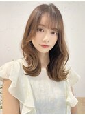 ショコラベージュのくびれミディアム/似合わせカット【Loom.林】