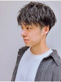 前下がりマッシュ波巻きスパイラルパーマメンズツーブロック横浜