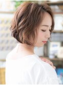 ★キャラメルベージュくせ毛風小顔かきあげボブ20代30代40代★8