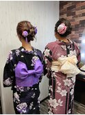 大人可愛いナチュラル和装華やかヘアセットイベント浴衣