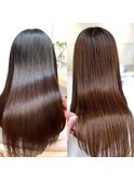 髪質改善　艶髪　ストレート　縮毛矯正　暗髪　韓国風　ロング