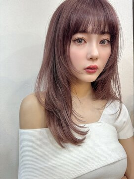 リコバイアフロート(riko by afloat) レイヤーロングレイヤーカット地毛風ストレートベージュピンク