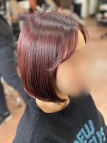 オリーブ 美容室&nbsp;切りっぱなしショートカットチェリーレッドヘアカラー